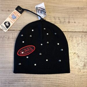Von Dutch Studded Black Beanie | Y2K Hat